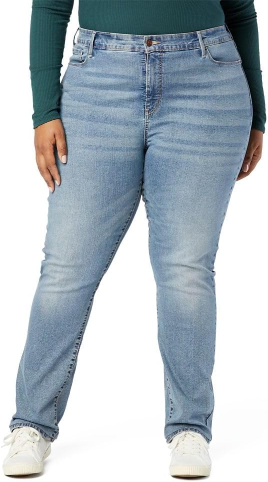 Women's Modern Bootcut Jean Pants Mid-Rise Stretch Denim